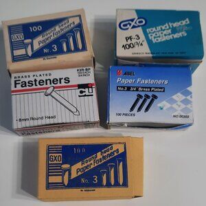 Vintage Brass Paper Fasteners Lot No. 3 Round Head GXO CLI Office Supplies